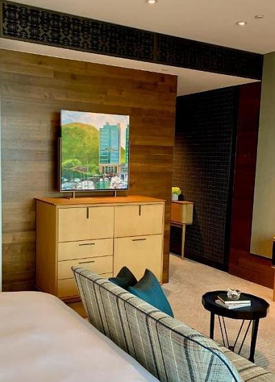 Interior walls of Rosewood guest rooms are decorated in American Walnut