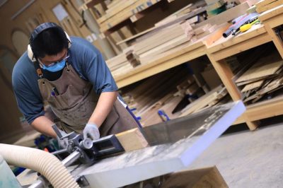 Samson is creating his works in his Beijing studio